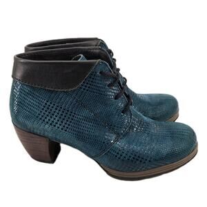 Wolky Ankle Boots Dessin Suede Houndstooth Leather Heeled Jacquerie Sz 39 US 8.5